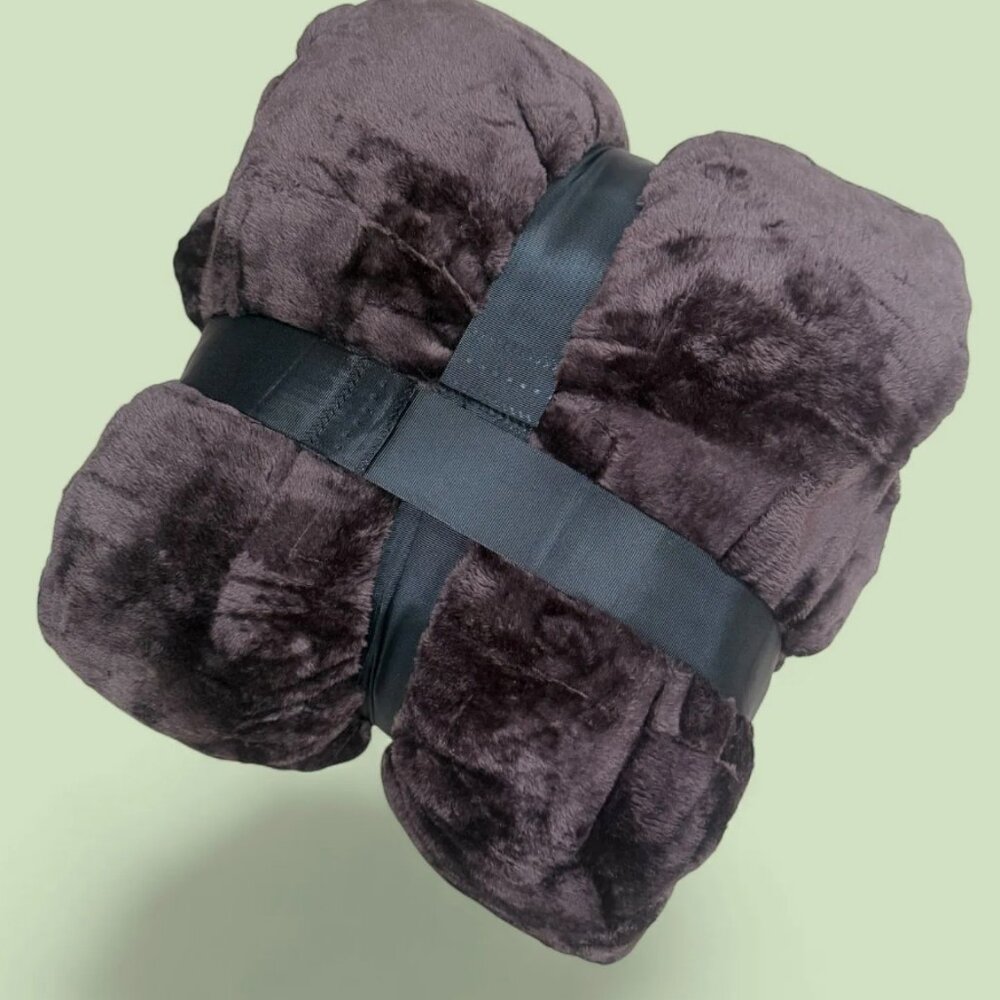 Chocolate Dark Brown Fluffy Super Soft Fleece Blanket (4 Pounds) pp1